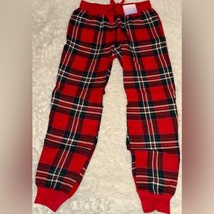 Women's Red Plaid Flannel Jogger Pajama Pants Size Small